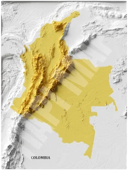 Mapa con efecto de relieve (impresión 2D) | Minimalista en Tono Amarillo