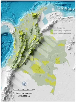 Mapa con efecto de relieve (impresión 2D) | Áreas Protegidas de Colombia