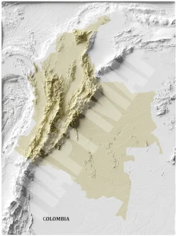Mapa con efecto de relieve (impresión 2D) | Minimalista en Tono Beige