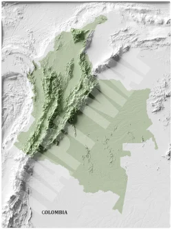 Mapa con efecto de relieve (impresión 2D) | Minimalista en Tono Verde