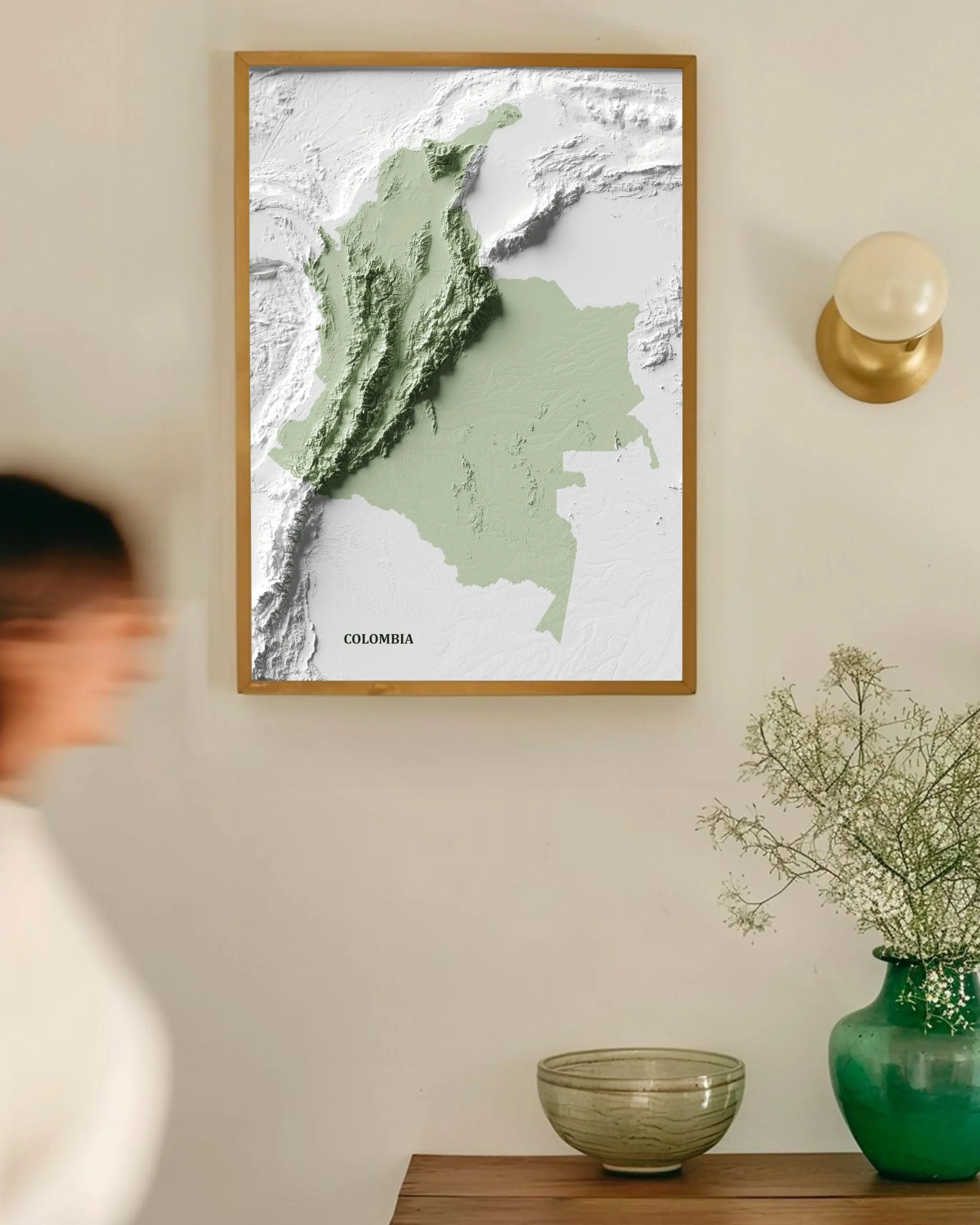 Mapa con efecto de relieve (impresión 2D) | Minimalista en Tono Verde - Image 3