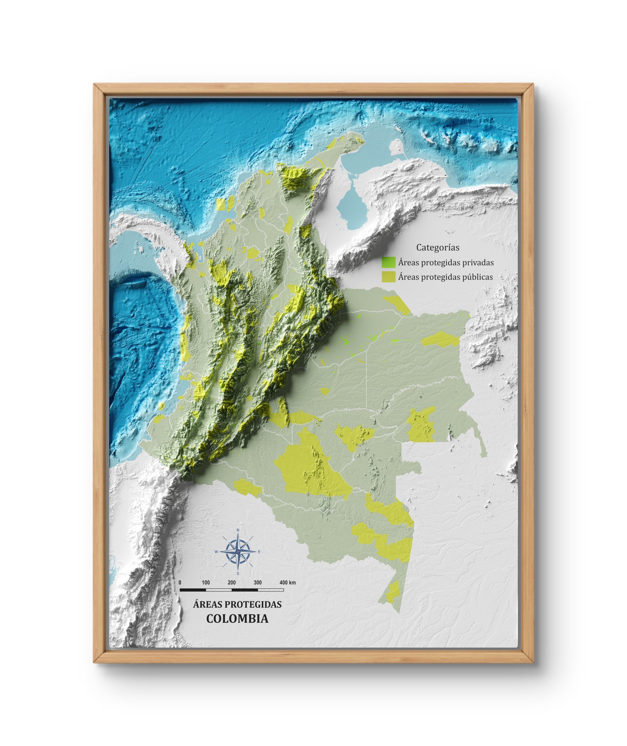 Mapa con efecto de relieve (impresión 2D) | Áreas Protegidas de Colombia - Image 2