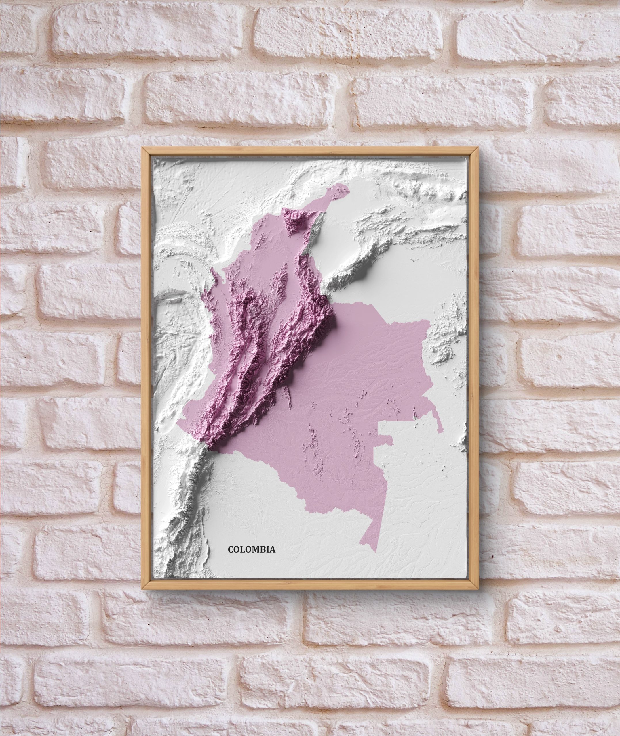 Mapa con efecto de relieve (impresión 2D) | Minimalista en Tono Violeta - Image 2