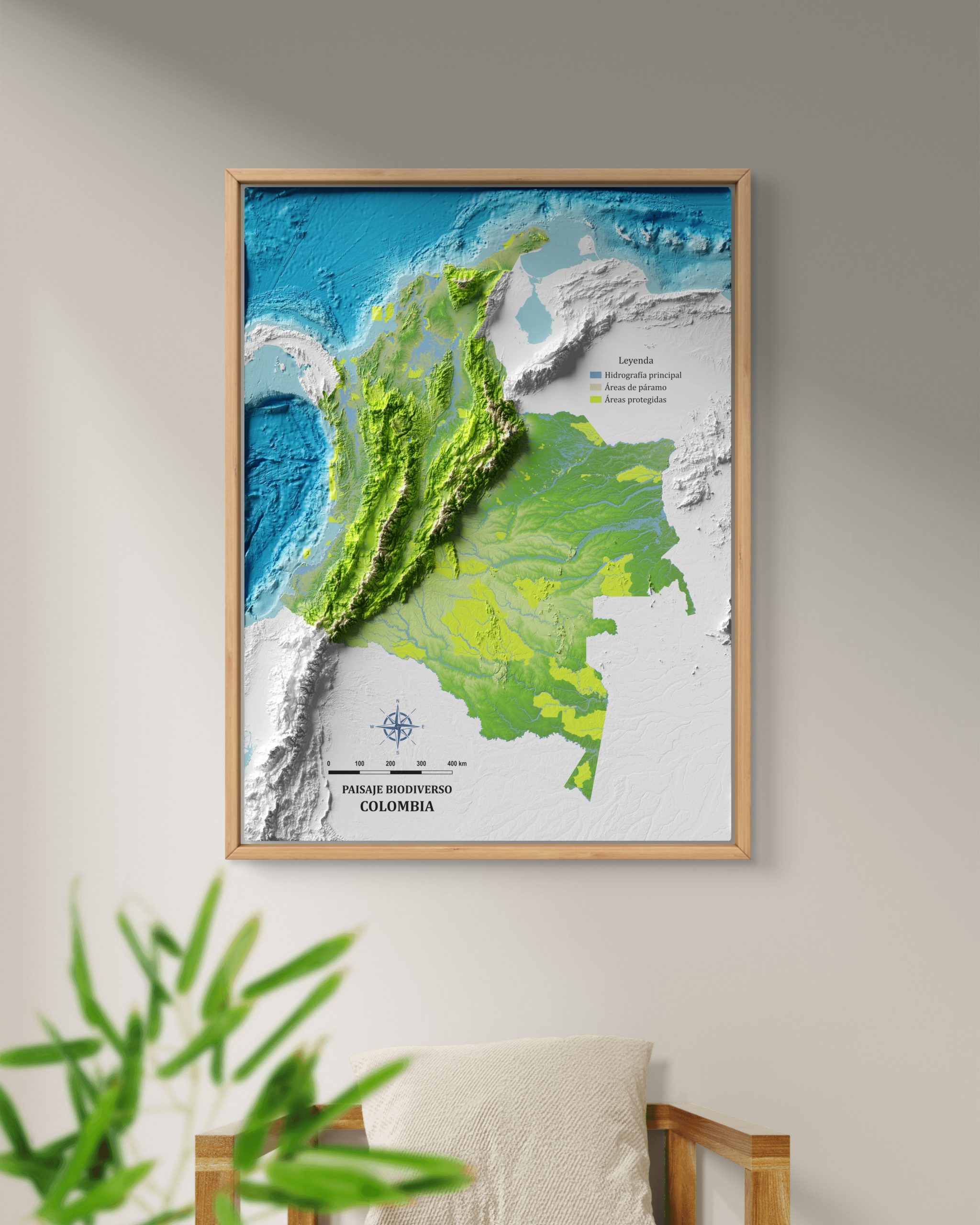 Mapa con efecto de relieve (impresión 2D) | Paisaje Biodiverso de Colombia - Image 4