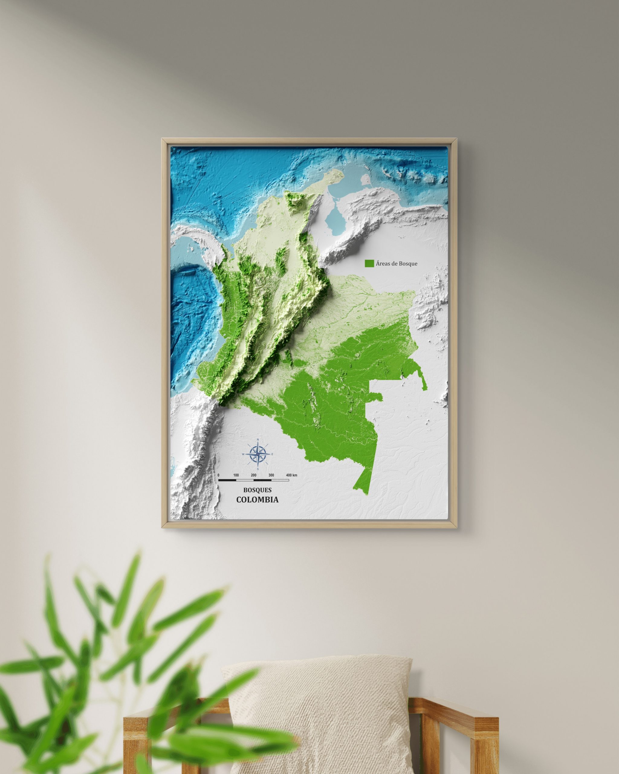 Mapa con efecto de relieve (impresión 2D) | Bosques de Colombia - Image 2