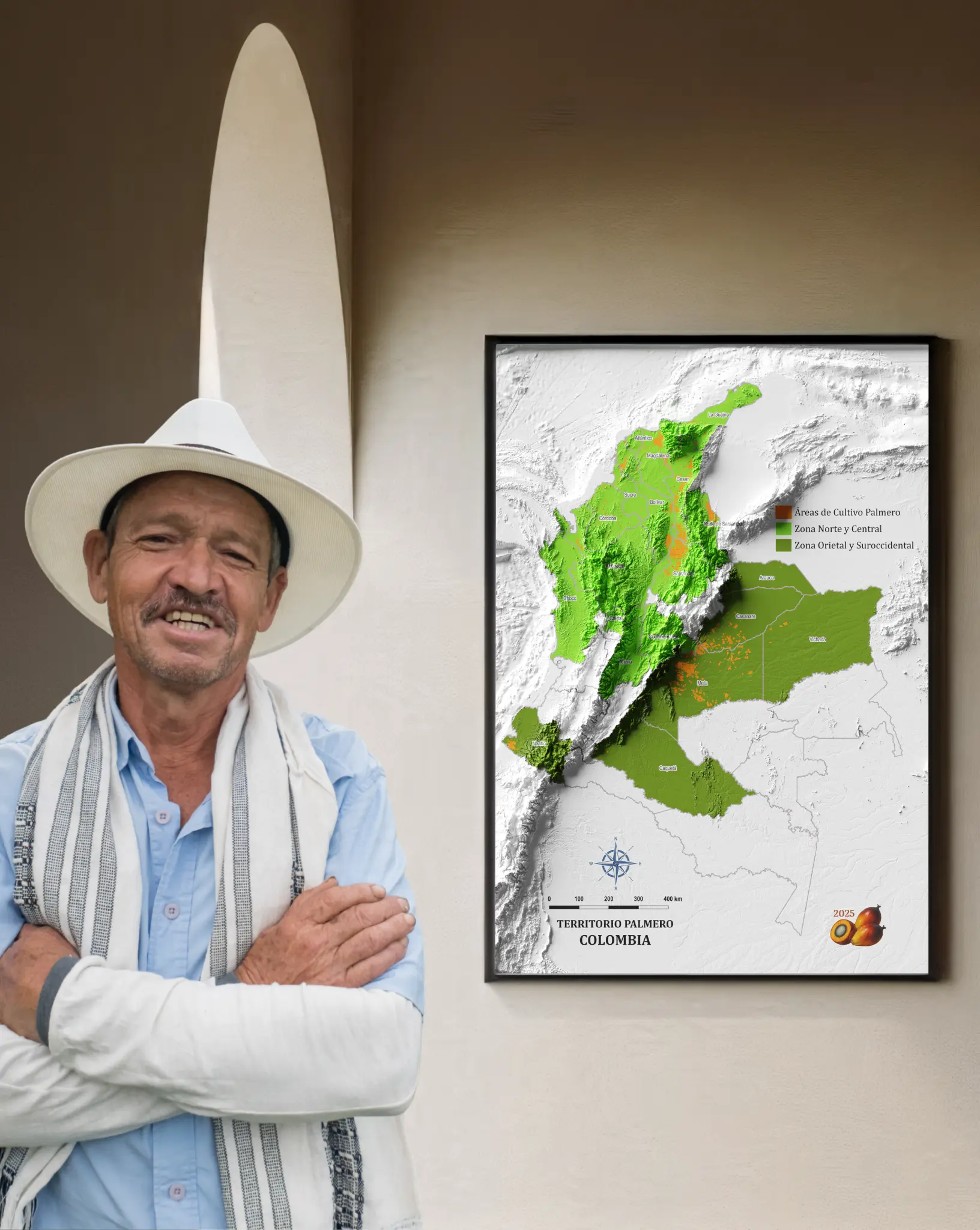 Mapa con efecto de relieve (impresión 2D) de las Zonas y Áreas de Cultivo de Palma de Aceite - Image 4
