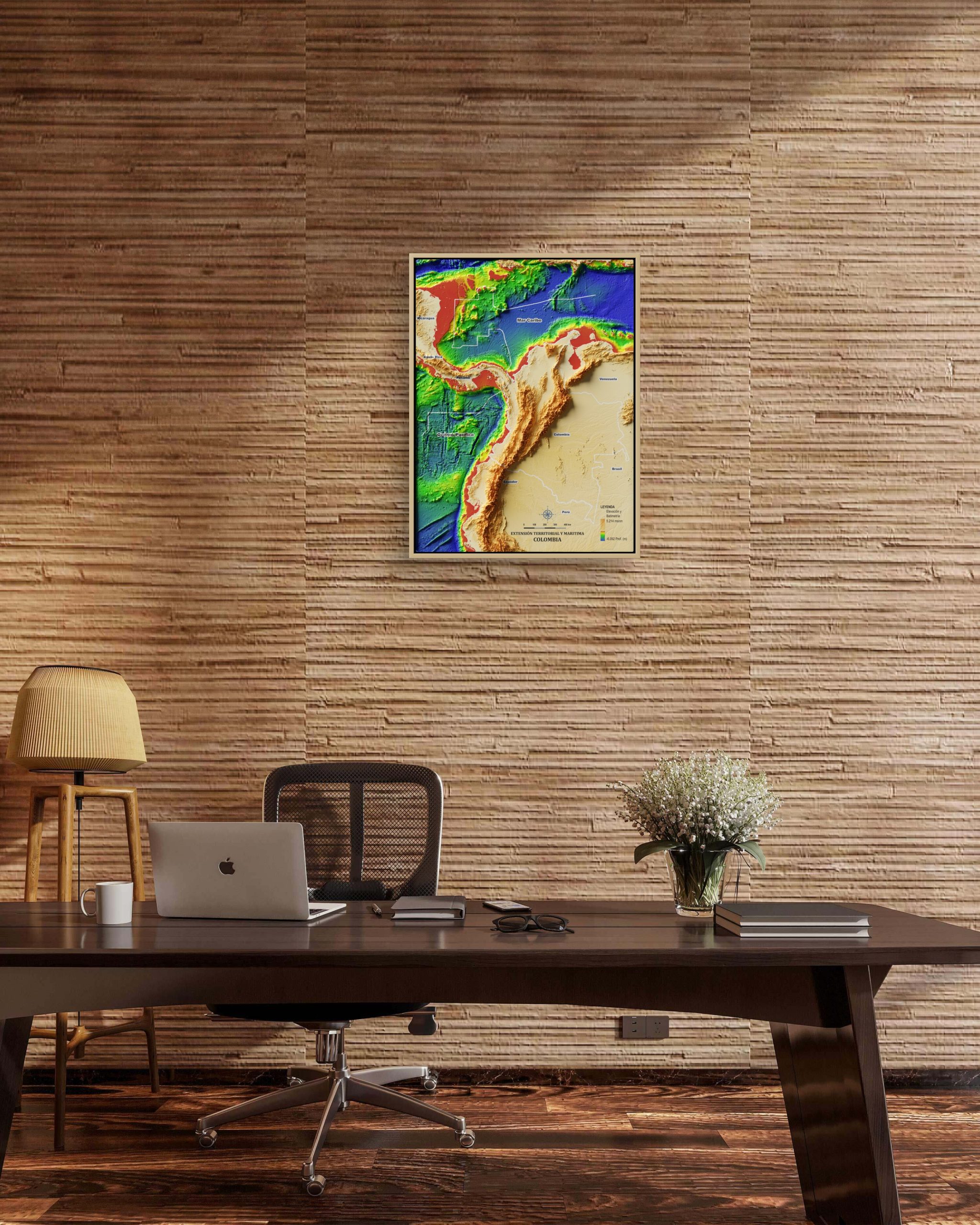 Mapa con efecto de relieve (impresión 2D) I Límites Marítimos de Colombia - Image 4