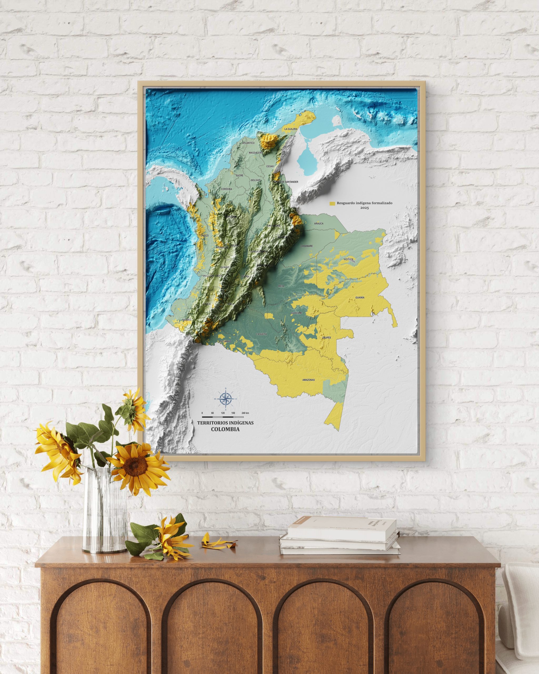 Mapa con efecto de relieve (impresión 2D) I Poblaciones Indígenas de Colombia - Image 2